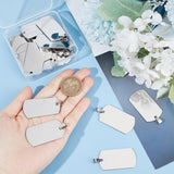 201 Stainless Steel Rectangle Stamping Blank Tag Pendants, with Snap on Bail, Stainless Steel Color, 43x24x1mm, Hole: 3mm, 30pcs/box