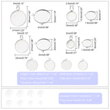 DIY Half Round Mixed Size Pendant Making Kits, Including 304 Stainless Steel Pendant Cabochon Settings and Transparent Glass Cabochons, Stainless Steel Color, Cabochon Setting: Tray: 6mm/8mm/12mm/14mm/16mm/18mm/20mm/30mm, 48pcs/box