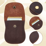 New Men's Leather Card Holders, Waist Belt Wallets, with Alloy Snap Button, Coconut Brown, 9.8x7.85x0.7cm