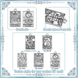 50Pcs 5 Style Zinc Alloy Pendants, Antique Silver, Rectangle with Tarot Cards Pattern, Stainless Steel Color, 23x14x1.5mm, Hole: 1.8mm, 10pcs/style