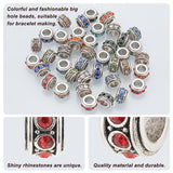 40Pcs 10 Style Alloy Rhinestone European Beads, Birthstone Beads, Large Hole Beads, Cadmium Free & Lead Free, Fit European Bracelet Jewelry Making, Antique Silver, Rondelle, Mixed Color, 11x6.5mm, Hole: 5mm, 4pcs/style