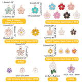 104Pcs 26 Style Alloy Enamel Pendants, with Crystal Rhinestone, Flower, Light Gold, Mixed Color, 4pcs/style