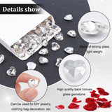 50Pcs Glass Rhinestone Cabochons, Pointed Back & Back Plated, Heart, Crystal, 14x14x5.5mm