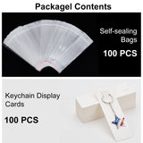 Paper Keychain Display Cards, Rectangle with Word Fashion Jewelry, White, 13x4x0.05cm