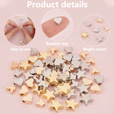 60Pcs 6 Styles Brass Beads, Long-Lasting Plated, Star & Butterfly & Heart, Mixed Color, 5~9x6~10x2.5~3mm, Hole: 1mm, 10pcs/style
