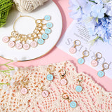 Flat Round with Number Alloy Enamel Pendant Stitch Markers, Crochet Leverback Hoop Charms, Locking Stitch Marker with Wine Glass Charm Ring, Mixed Color, 3cm, 2 color, 10pcs/color, 20pcs/box