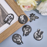 10Pcs 5 Style Printed Acrylic Pendants, Hecate with Ram Skull & Snake & Moth & Witch Hat Charm, Black, 28.4~43.5x37.5~35.7x2.5~2.8mm, Hole: 1.8~2mm, 2pcs/style