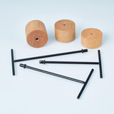T Bar Iron & Wood Earring Displays Sets, T Bar with Two Holes, Peru, 7x2~3.6x11.7~16.2cm