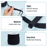 1 Roll Flat Polycotton Hollow Cord, Shoeslace Making, Clothes Accessories, with 1Pc Plastic Spool, Black, 12mm, about 27.34 Yards(25m)/Roll