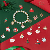 56Pcs 14 Style Christmas Alloy Enamel Pendants, Bell & Wreath & Snowman & Candy Cane & Reindeer, Mixed Color, 18~25.5x14~21.5x1~2mm, Hole: 1.2mm, 4pcs/style