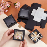 Cardboard Paper Gift Storage Boxes, with Plastic Visible Caps, Clear Window Gift Case, Square, Black, Finish Product: 8.6x8.4x4cm