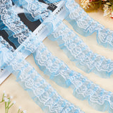 10M Polyester Ribbon, Wave Edge Ornamnent, Ruffle Lace Trimming, Costume Dress Accessories, Deep Sky Blue, 50x1mm