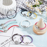 10Pcs 10 Colors PU Imitation Leather Braided Bracelet Makings, Alloy Snap Button Bracelets with Magnetic Clasp, Mixed Color, 8-1/8x1/8 inch(20.5x0.45cm), 1pc/color