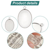 DIY Oval Blank Dome Pendant Making Kit, Including 304 Stainless Steel Pendant Cabochon Settings, Glass Cabochons, Stainless Steel Color, 40Pcs/box