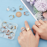 18Pcs 6 Style 304 Stainless Steel Open Cuff Ring Findings, Pad Ring Setting, Flat Round Edge Bezel Cups, Mixed Color, Inner Diameter: 17.1~18.2mm, Tray: 10~12mm, 3Pcs/style