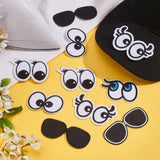 36Pcs 6 Style Eye & Glasses Computerized Embroidery Cloth Iron on Patches, Stick On Patch, Costume Accessories, Appliques, Mixed Color, 33.5~43x60~81x1~1.5mm, 6pcs/style