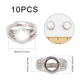 10Pcs Adjustable Brass Pad Ring Settings, Ring Shanks, Flat Round, Platinum, US Size 7 3/4(17.9mm), Tray: 10mm