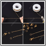 DIY Chain Necklaces Making Kits, Including 304 Stainless Steel Cable Chains & Lobster Claw Clasps, Brass Open Jump Rings, 201 Stainless Steel Snap on Bails, Real 18K Gold Plated