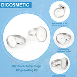 DIY Blank Dome Finger Rings Making Kit, Including 304 Stainless Steel Ring Components, Glass Cabochons, Stainless Steel Color, 48Pcs/box