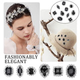 24Pcs 6 Style Sew on Rhinestone, Glass Rhinestone, with Silver Plated Brass Findings, Garment Accessories, Horse Eye & Round & Square & Flat Round & Teardrop & Oval, Black, 4pcs/style