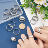 18Pcs 3 Size 201 Stainless Steel Grooved Finger Ring Settings, Ring Core Blank, for Inlay Ring Jewelry Making, Stainless Steel Color, Inner Diameter: 20~22mm, 6Pcs/size