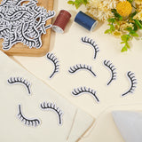 50Pcs Eyelash Polyester Computerized Embroidery Cloth Iron On Patches, Costume Accessories, Appliques, Black, 49x16x1.5mm