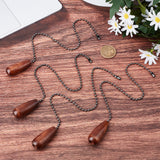 Natural Wood Teardrop Pendant Decorations, with Gunmetal Iron Ball Chains, Coconut Brown, 309x3~18mm, 4pcs/set