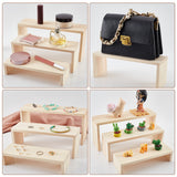 3-Tier Rectangle Wood Jewelry Display Risers, for Rings, Bangles, Necklaces, Action Figures Display, Bisque, 22.5~27x7.7~7.8x4.95~13.1cm, 3pc/set