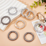 12Pcs 3 Colors Zinc Alloy Crystal Rhinestone Spring Gate Rings, Mixed Color, 35x5mm, 4pcs/color