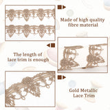 Metallic Polyester Lace Ribbon, Floral Pettem, Dark Khaki, 1-7/8 inch(49mm), about 10.00 Yards(9.14m)/Set