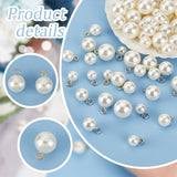 80Pcs 8 Styles ABS Plastic Imitation Pearl Pendants, with Iron Finding, Round, Mixed Color, 12.5~18x7.8~13.5mm, Hole: 2.4~2.6mm, 10pcs/style