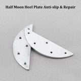 2 Sets Iron Heel Plates, Shoe Heel Taps, Repair Sole Pad, with Screw, Semi Circle, Platinum, 68x33x3mm, Hole: 2.2mm