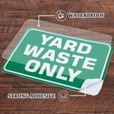 Paper Sticker Labels, Adhesive Stickers for Trash Can, Word Yard Waste Only, Medium Sea Green, 260x185x0.2mm