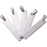 201 Stainless Steel Rectangle Stamping Blank Tag Pendants, with Snap on Bails Clasps, One Side Polishing, Stainless Steel Color, 40x9x1mm, Hole: 7x3.5mm, 20pcs/box