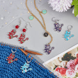 Alloy Enamel Cat Charm Locking Stitch Markers, 304 Stainless Steel Clasp Stitch Marker, Mixed Color, 4.3cm, 3 colors, 4pcs/color, 12pcs/set