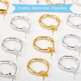 Brass Hoop Earrings, Silver Color, Nickel Free, 12x1.5mm, Hole: 10mm, Mixed Color, 12x1.5mm, 2 colors, 20pcs/color, 40pcs/box