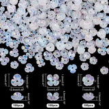 300Pcs 3 Style Electroplate Acrylic Bead Caps, Flower, WhiteSmoke, 11~12x11~12.5x3.5~4.5mm, Hole: 1.2~1.5mm, 100pcs/style