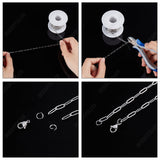 DIY Chain Bracelet Necklace Making Kit, Including 304 Stainless Steel Paperclip Chains & Jump Rings & Clasps, Stainless Steel Color, Chains: 10x3x0.5mm, 5M/set