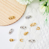 8 Sets 2 Colors 304 Stainless Steel Fold Over Clasps, Oval, Mixed Color, 19x9x3mm, Hole: 2x3.5mm, 4 Sets/color