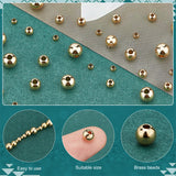 160Pcs 4 Styles Brass Beads, Long-Lasting Plated, Round, Real 24K Gold Plated, 2~5mm, Hole: 1~1.2mm, 40pcs/style