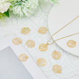 40Pcs Rack Plating 201 Stainless Steel Filigree Pendants, Etched Metal Embellishments, Nickel Free, Flower, Real 18K Gold Plated, 20.5x18x0.4mm, Hole: 1.2mm