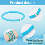 1 Set Handmade Polymer Clay Heishi Surfer Stretch Bracelets Set with CCB Plastic Beaded, Stackable Preppy Bracelets for Women, Green, 1/4 inch(0.6cm), Inner Diameter: 2 inch(5.1cm), 2pcs/style, 12 styles, 24pcs/set