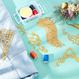 12Pcs 6 Style Polyester Computerized Embroidered Cloth Patch, Adhesive/Sew on Patches, Costume Accessories, Gold, 62~232x65~220x1mm, 2pcs/style