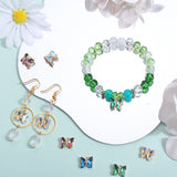 32Pcs 4 Colors Brass with Glass Charms, with Crystal Rhinestone, Butterfly, Mixed Color, 10x12x4mm, Hole: 1.2mm, 8pcs/color