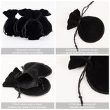 Velvet Bags Drawstring Jewelry Pouches, Calabash Candy Pouches, for Wedding Shower Birthday Party, Black, 12x9cm