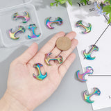 10Pcs Ion Plating(IP) 304 Stainless Steel Hook Clasps, For Leather Cord Bracelets Making, Anchor, Rainbow Color, 31x24x6mm, Hole: 5x5mm