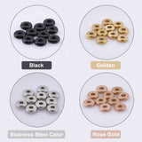 40Pcs 4 Colors Ion Plating(IP) 304 Stainless Steel Spacer Beads, Donut, Mixed Color, 6x1~2mm, Hole: 2mm, 10ocs/color