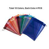 Organza Bags, Wedding Favor Bags, Favour Bag, with Ribbons, Rectangle, Mixed Color, 30x20cm, 4pcs/color, 60pcs/set