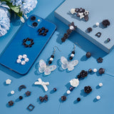 DIY Jewelry Making Finding Kit, Including Resin Cabochons and Beads, Acrylic Beads, Flower & Butterfly & Ring & Half Round, Black and White, 4~30x4~41x2~9mm, Hole: 1.4~2.5mm