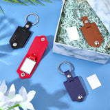 4Pcs 4 Colors Sublimation Keychain Blanks, PU Leather Keychain with Zinc Alloy Key Rings, Double-Side Printed Heat Transfer Keychain, Mixed Color, 10.3cm, 1pc/color